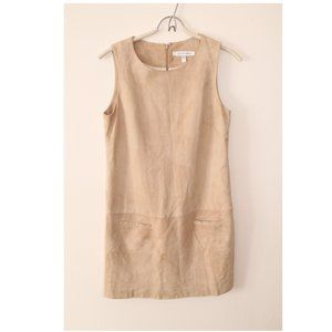 Judith & Charles Lamb Leather Dress / Size 6 / Beige Shift Relaxed Sleeveless